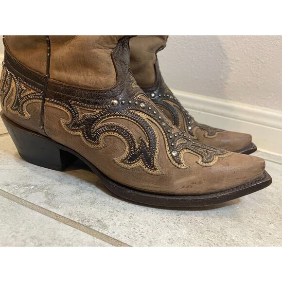 "Corral Women Style G1185 Brown & Dark Brown Embroidered Cowboy Boots 8" - Picture 4 of 16
